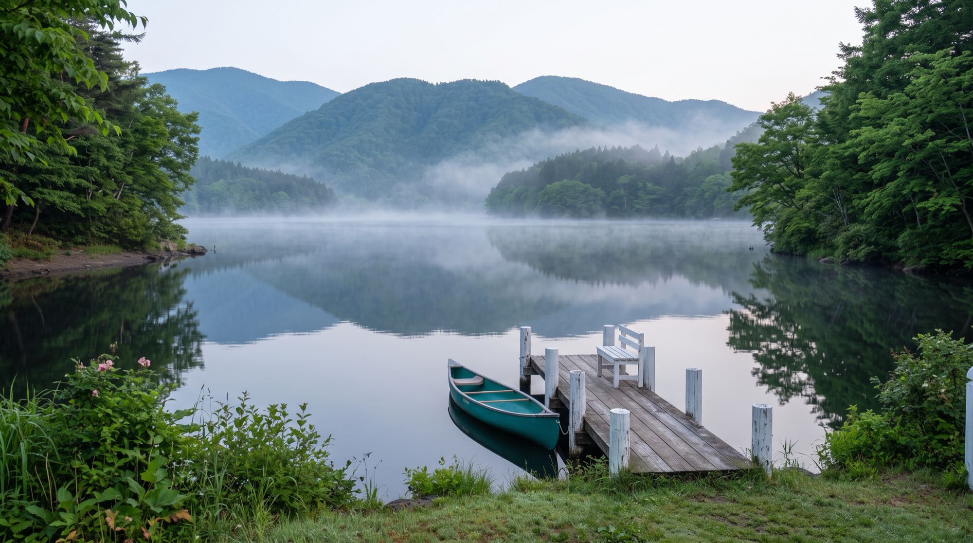 朝の湖