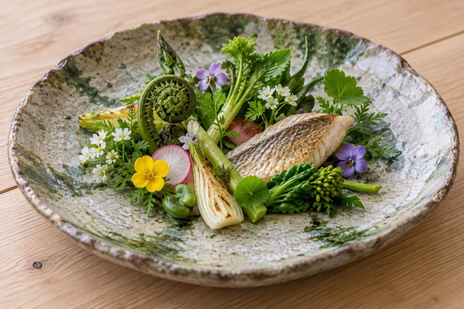 高原野菜と川魚の前菜
